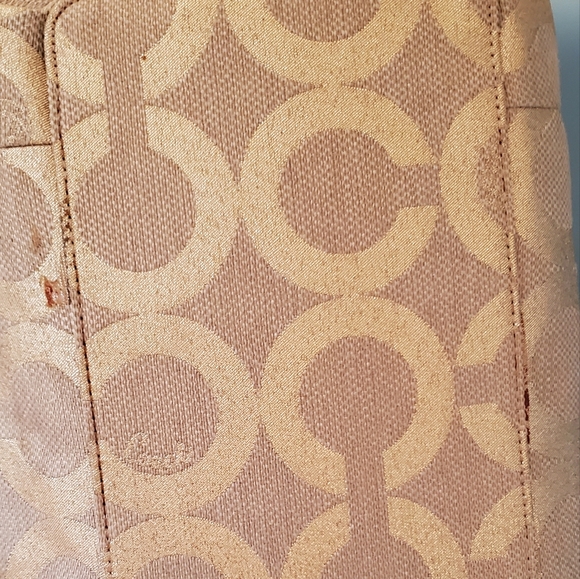EUC Excellent Pre-Loved Gold Brocade Coach Hand Bag, Immaculate Interior - Picture 7 of 15